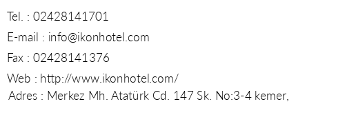 kon Otel telefon numaralar, faks, e-mail, posta adresi ve iletiim bilgileri